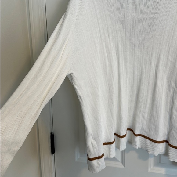 NWOT SABO Adair Oversized White Knit Polo with Tan Tipping size S - Picture 15 of 16